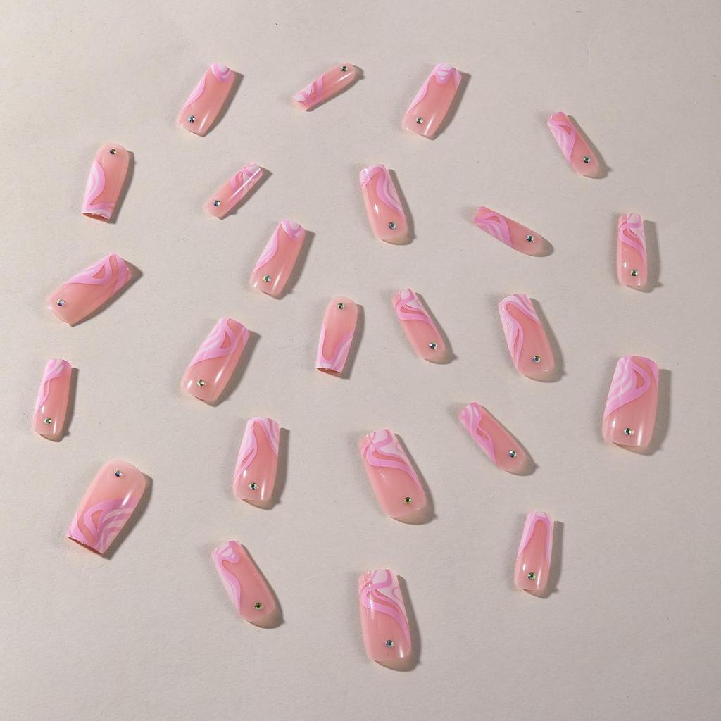 Barbie Pink Rhinestone Wave Stiletto Wearable Nail Art Patches