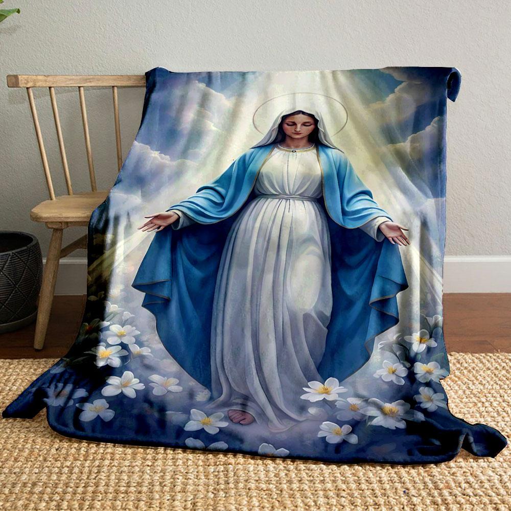 

Our Lady of Grace Floral Halo Soft Throw Blanket Printed Blanket for Living Room Bed Couch lunch break Soft Cozy Blanket for Friend s festival Gift 80cm x 120cm