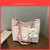 Pu Fashion Checkered Tote Bag With Zipper Closure For Daily Use