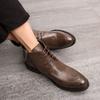 New Boots Men Round Toe Black Brown European Style Lace Up Busines Retro Chelsea Boots Outdoor Training Shoes Size 37-44