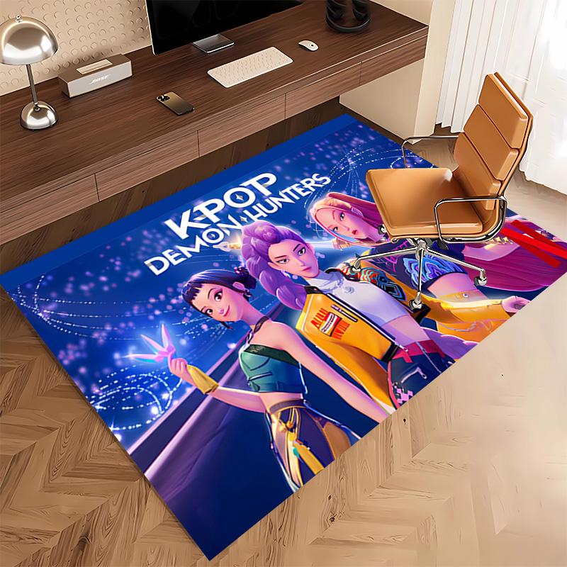 1pc Kpop Hunter5 Print Area Rug - Soft, Washable Non-Slip Indoor Mat, Living Room, Home Office Decorative Rug,Office Decorative