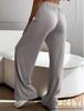 Women's Ribbed Elastic Waistband Casual Wide-Leg Jogging Pants