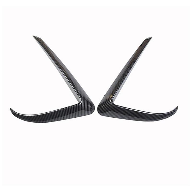 1 Pair ABS Black Carbon Fiber Car Front Light Eyebrow Wind Knife Fog Lamp Frame Trim for Tesla Model 3 2017 2018 2019 2020