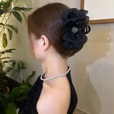 Bow Plate Hairpin Grab Clip Female Bright Silk Hairpin Hairpin On The Back Of The Head