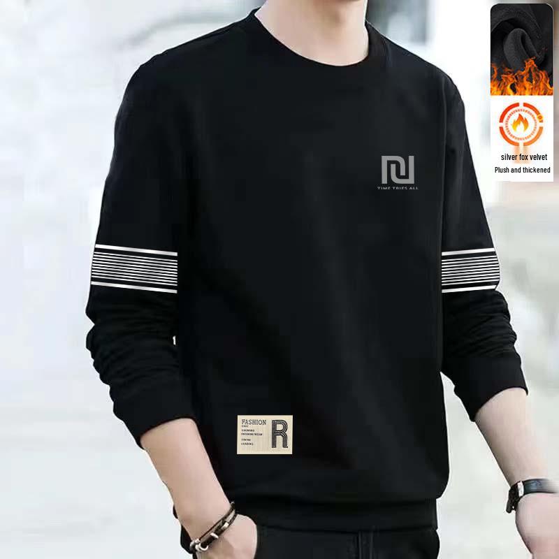 Men s Loose Fit Plus Velvet Pullover Hoodie - Autumn/Winter 2025 M (Recommended 80-100 lbs)