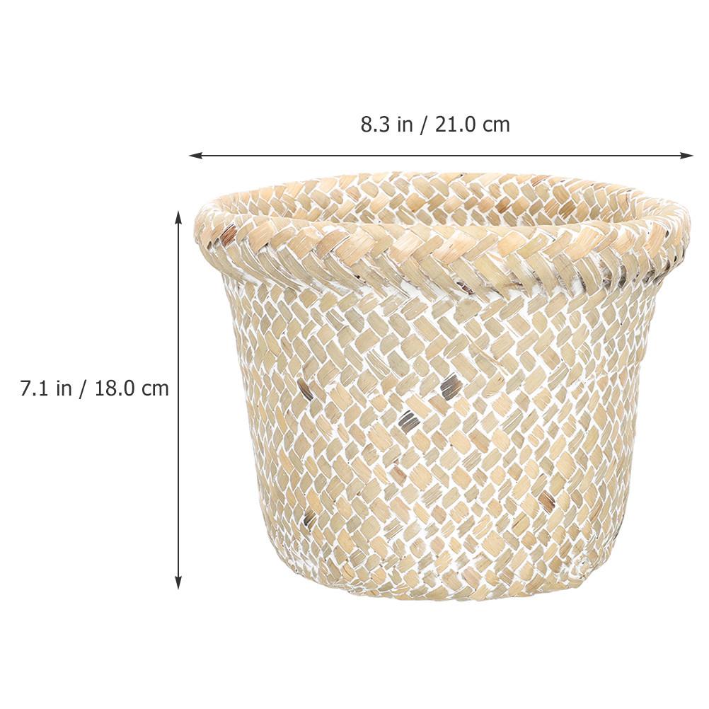 Woven Storage Basket Large Capacity Natural Rustic Trash Can Multifunction Wastepaper Bin for Home Office Bedroom Storage