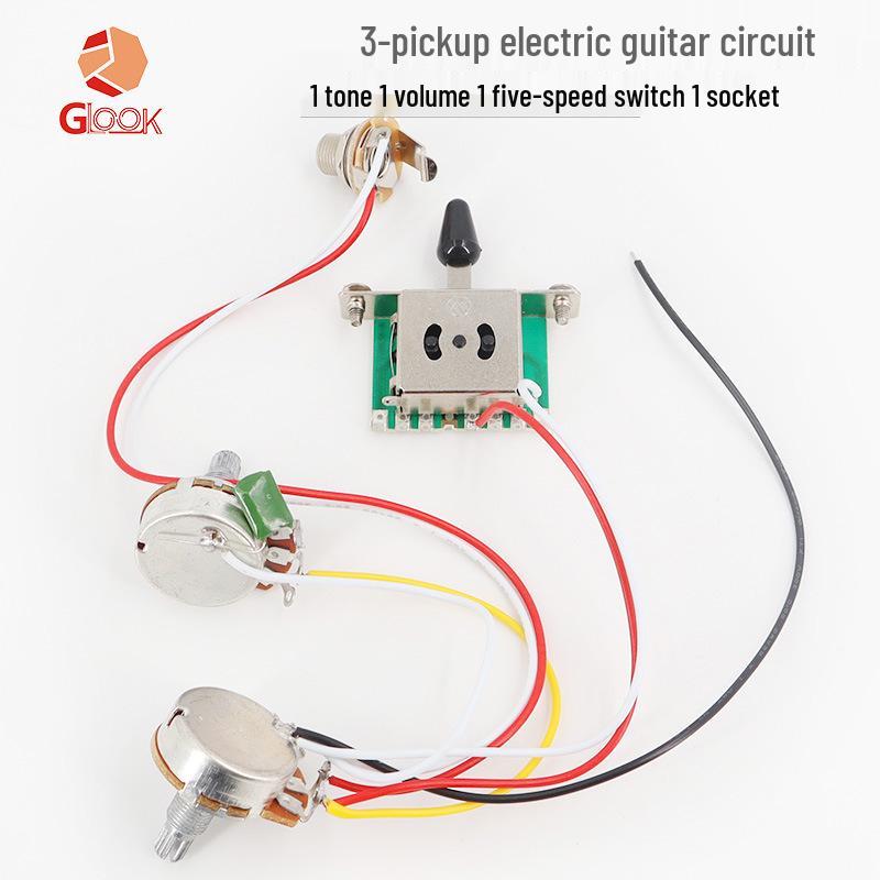 

Ibanez ST Electric Guitar Wiring Kit: 1 Tone, 1 Volume, 5-Way Switch, S-S-H Configuration.