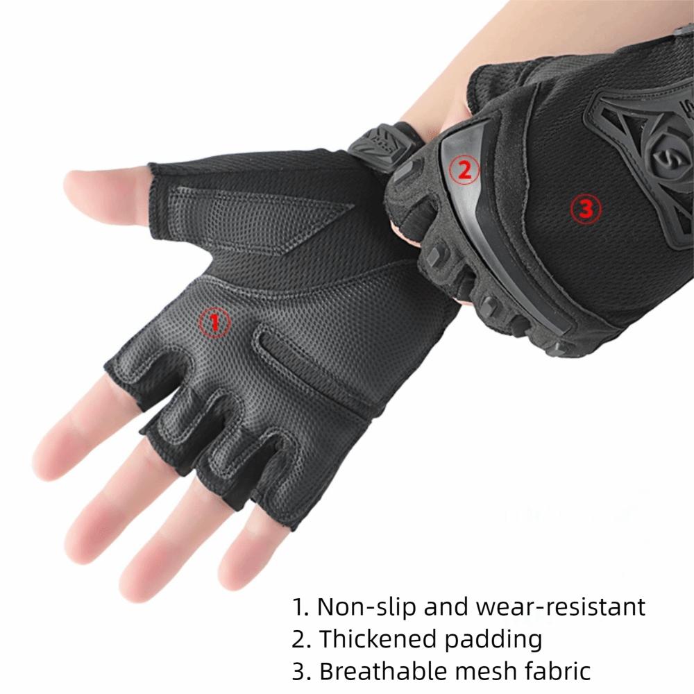 Anti Slip Motorcycle Gloves Breathable Outdoor Sports Gloves Half Finger Gloves  Mountain Bike