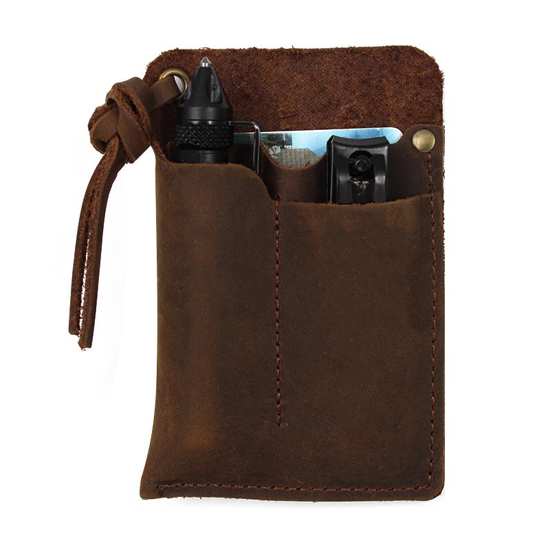 Genuine Leather EDC Organizer Sheath Handmade Tactical Tool Pouch Holster with Belt Clip Storage Bag