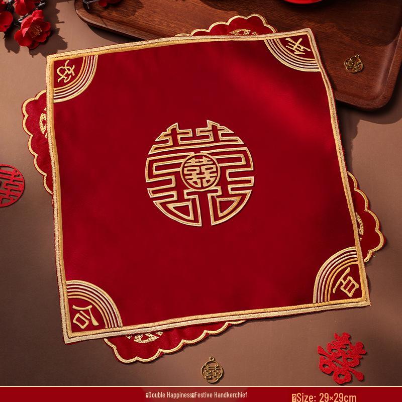 Rotes Xi Hochzeits-Taschentuch - Braut Aussteuer Set