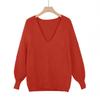 2025 Plus Size V-neck Knit Pullover: European/American Style, Autumn/Winter Women's Casual Sweater