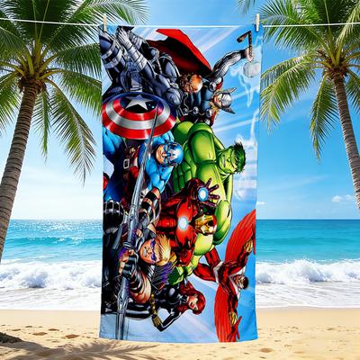 1Pc Avengers Heroes United Beach Towel, Quick Dry, Multi-Use for Beach Pool Gym Yoga Home Travel, Christmas, Halloween, Xmas Gift M928663