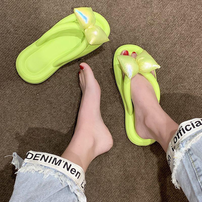 Fashion New Slippers for Women Fashion Versatile Outdoor Bowknot Flip-flops Thick Soled Anti Slip Casual Shoes for Women