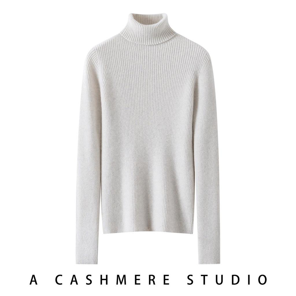 Women's High Neck 100% Pure Cashmere Sweater - Thickened, Slimming, Warm Knit Base Layer