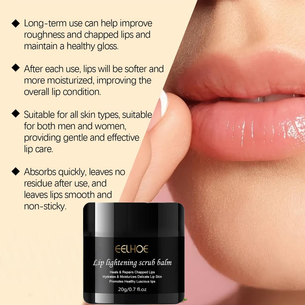 Lip Scrub Balm, Moisturizing & Softening, Unisex-Adult, Paste Form, Alcohol-Free, Suitable for All Skin Types, with Aloe Vera & Phytic Acid, Lip Mask