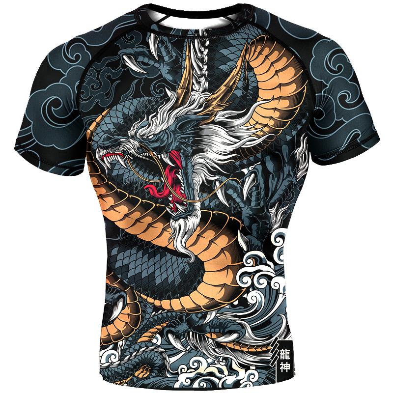 

Dragon 3D Print Sport Quick Dry Breathable Men Tshirt Outdoor Street Boxing Fitness Jiu-jitsu Training Team Uniform Short Sleeve XXS