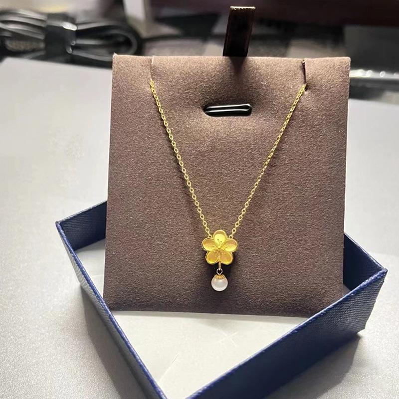 Damen Sommer Leichte Luxus Nischen Design Sinn Nachahmung Perle Blume Schlüsselbein Kette Einfache Edelstahl Starke Kette