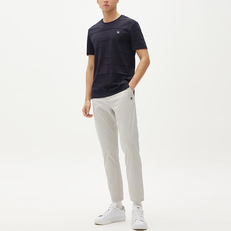 Fila Embroidered Logo Dark Pattern Round Neck Sports Short Sleeve T-Shirt Men Tops Legendary-Blue F11M131129F-NV