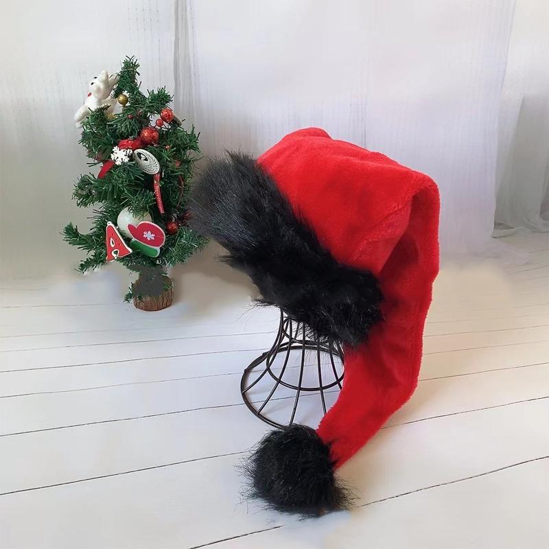 New Year 2025 75Cm White Fur Adult Christmas Hat Party High Quality Fur Xmas Cap Children Adult Plush Home Party Decoration