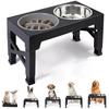 Elevated Dog Feeder Bowls Adjustable Raised Stand with Double Stainless Steel Food Water Bowls Small Medium Large Dogs
