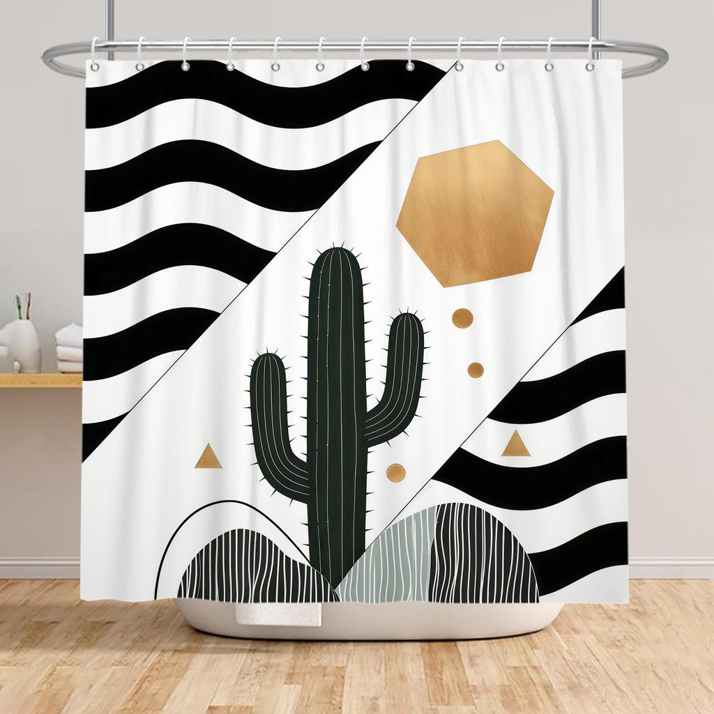 Nordic Style Tropical Leaves Shower Curtain Green Plant Art Waterproof Bath Curtains Polyester Fabric Decor Curtain with Hooks