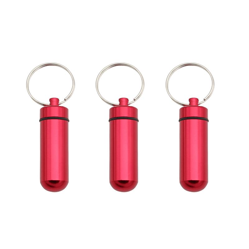 3 Stück Mini-Aufbewahrungsbox Aluminiumlegierung Tragbar Wasserdichte Flaschenhülle Schlüsselanhängerring 6 Farben erhältlich Reiseaufbewahrungswerkzeuge ZYF