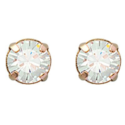 [L1139] - White Gold 'Brillants' Gold Plated Earrings - 6 Mm