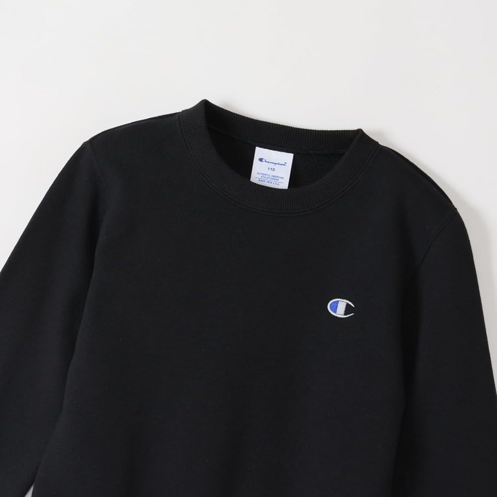 Champion Kids' Long-Sleeve Crew Neck Sweatshirt, 100% Cotton, USA, One-Point Logo, Basic, CK-Y001Z,