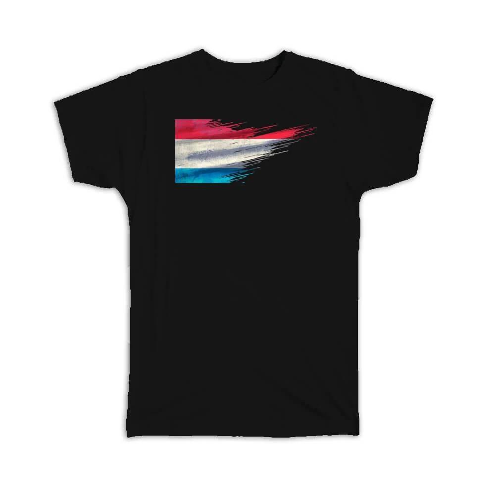 Gift T-Shirt : Luxembourg Flag Modern Country Expat 3XL