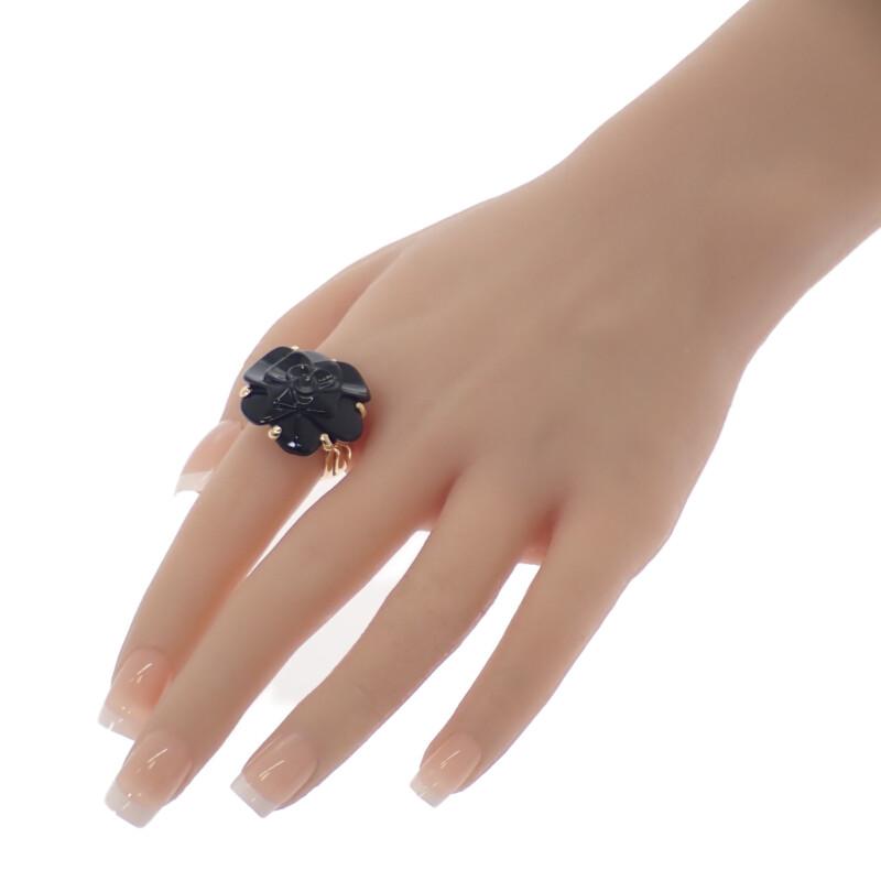 CHANEL  #16(JP Size) ring K18 yellow gold/onyx Women