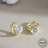 Effie Queen 925 Massiv Sterling Silber 14 Karat Gold Herzschliff Moissanit Creolen Romantischer Schmuck für Damen Hochzeitsfeier MOE21