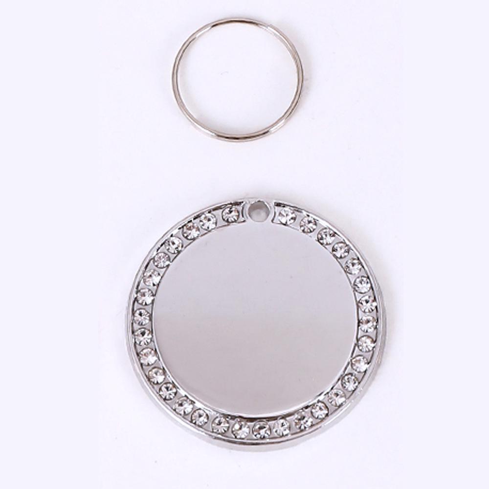 Heart-Shaped Rhinestone Pet ID Tag - Zinc Alloy, Engravable for Cats & Dogs
