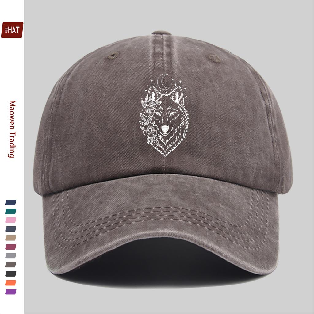 pc Minimalist Line Wolf Head Pattern Print Baseball Cap with Pink Bow Print Design Sun Hat Comfortable And Lightweight Trucker