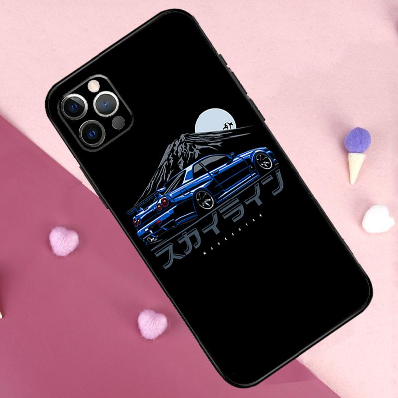 JRM Skyline GTR R34 Case For iPhone 15 16 14 Pro Max Plus 13 12 Mini 11 Pro Max X XR XS Max 7 8 Back Cover