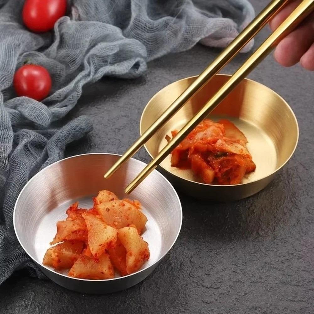 304 Stainless Steel Seasoning Dip Dish Thickened Small Appetizer Bowls Kimchi Dish Korean Barbecue