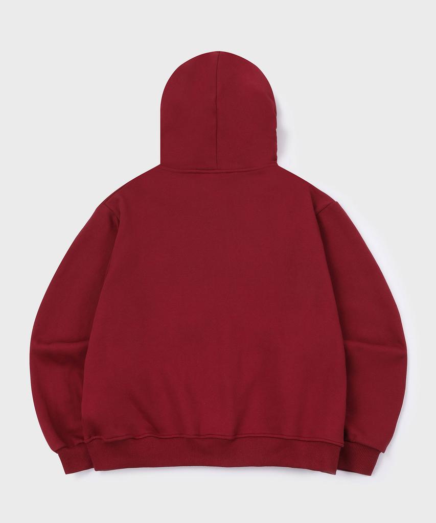 Slow Record House Moment Zip-Up Hoodie_Burgundy