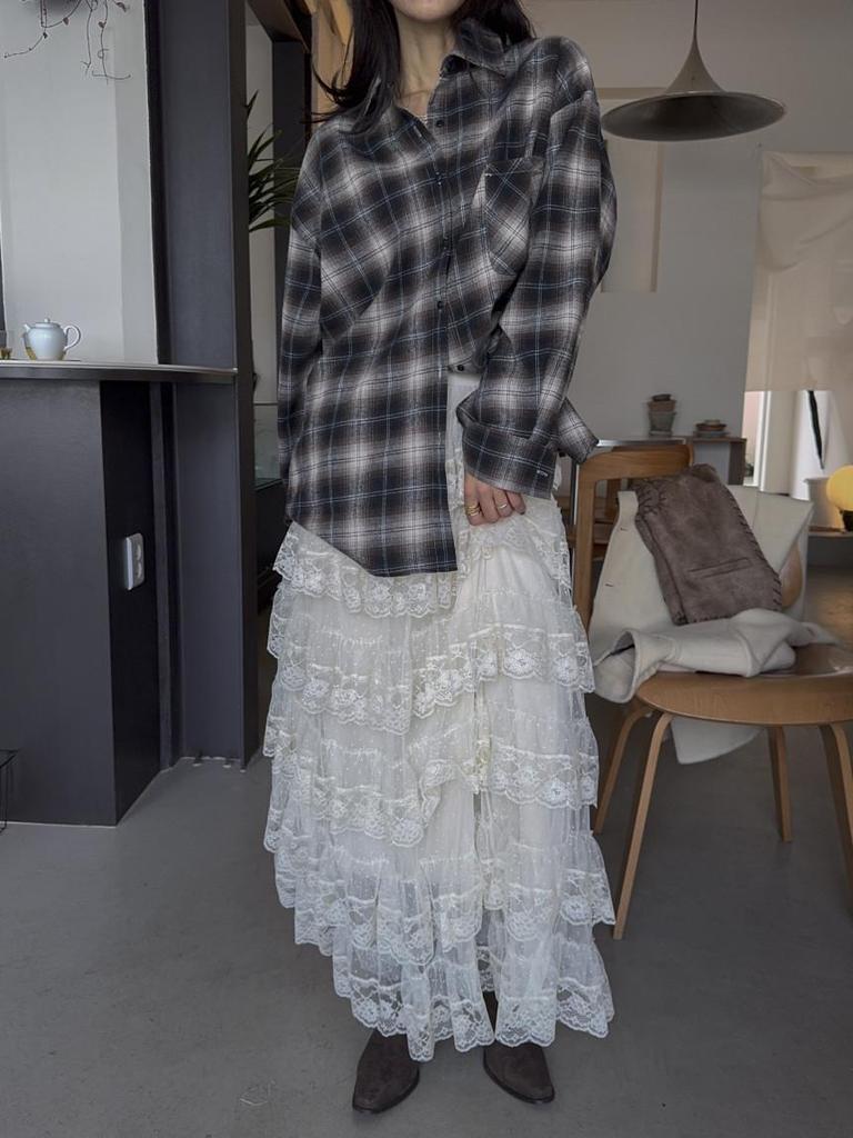 2026 Early Spring Sweet Lace Mesh Layered High Waist Skirt for Women