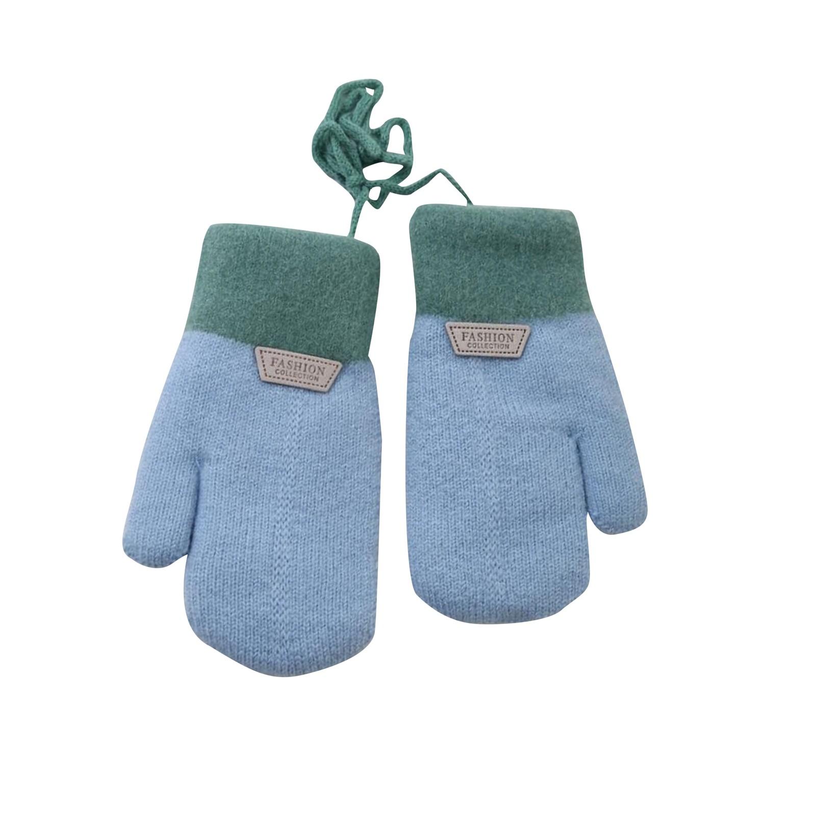 

Детские зимние перчатки для девочек и мальчиков, сенсорные трикотажные теплые эластичные варежки для холодной погоды 8 небесно-голубой