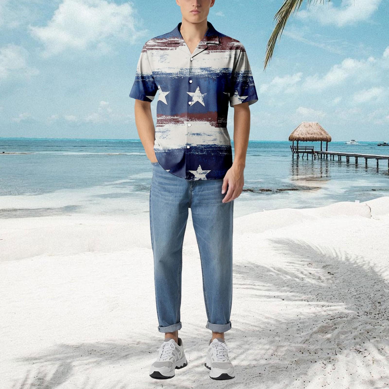 

Мужская повседневная свободная рубашка с короткими рукавами, модная рубашка с принтом, топ XL белый