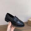 French thick-heeled black loafers single shoes women's shoes 2025 new spring and autumn one-foot British style leather shoes