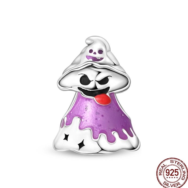 Halloween Charm Bead Copper Pumpkin Ghost Lantern Skull Bat Witch Hat Candy Luminous Charm Fit Bracelet Diy Jewelry