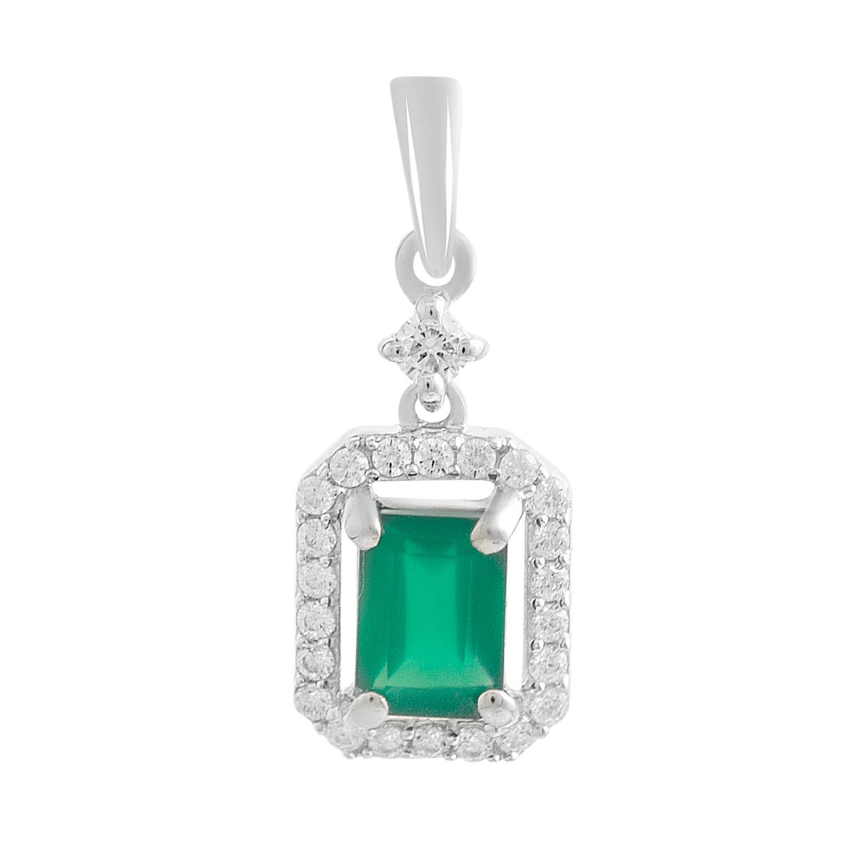 

Серебряная подвеска с агатом 1.543ct, фианитами (2208266) смарагдовий