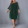 2026 Neue Mode Sexy Große Größen Spitze Netz Partykleid Elegant Locker Ausgeschnitten Midi Übergröße Englischer Stil Kleider