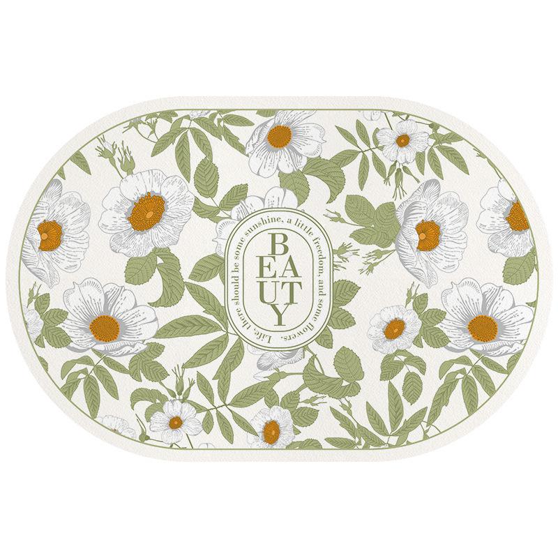 Fresh Floral Diatomaceous Earth Mat - Easy Clean Bathroom & Washbasin Floor Pad