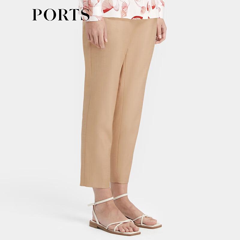 PORTS Women's Fawn Brown Cropped Slim-Fit Casual Pants
