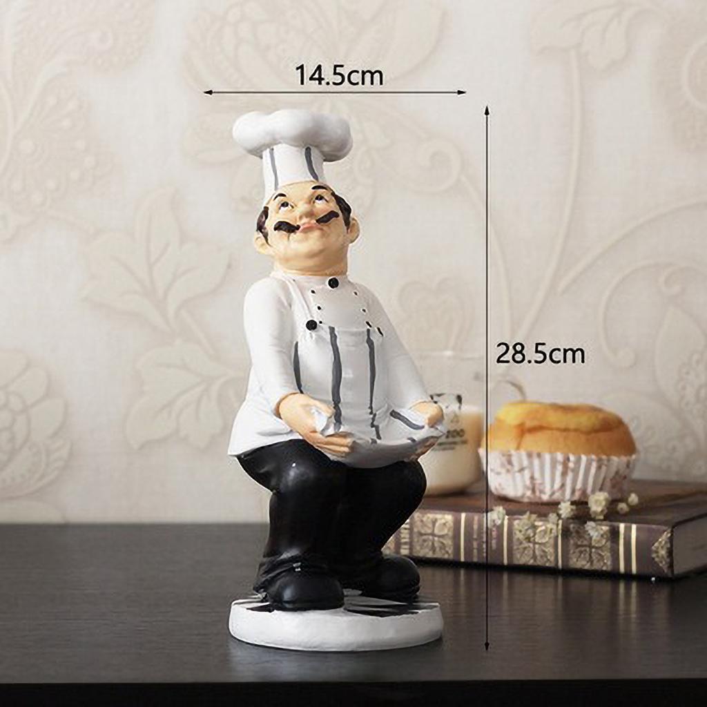 Restaurant Resin Decor - Chef Figurine & Bar Ornaments for Cafe, Commercial Kitchen Decorations Durable Resin Craft