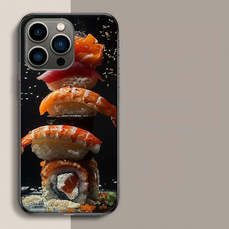 Sushi In the Air Phone Case For Iphone 17 Air 15 Pro 14 Plus 16 Pro Max 17E 16E 12 13 Mini 11 Cover Cute Fundas