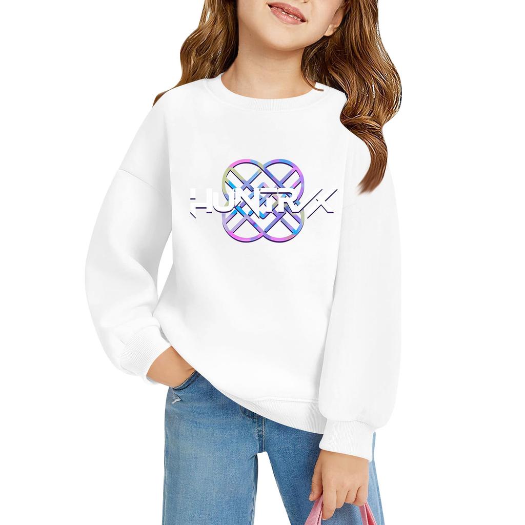Kids' Long Sleeve Loose Pullover Letter Printed Round Neck Sweatshirt