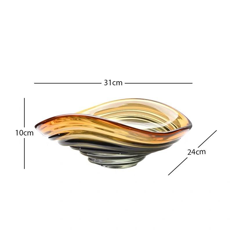 

Transparent Glass Tray Geometric Gradient Fruit Plate Desktop Storage Container Wave-shaped Storage Tray Kitchen Organizer