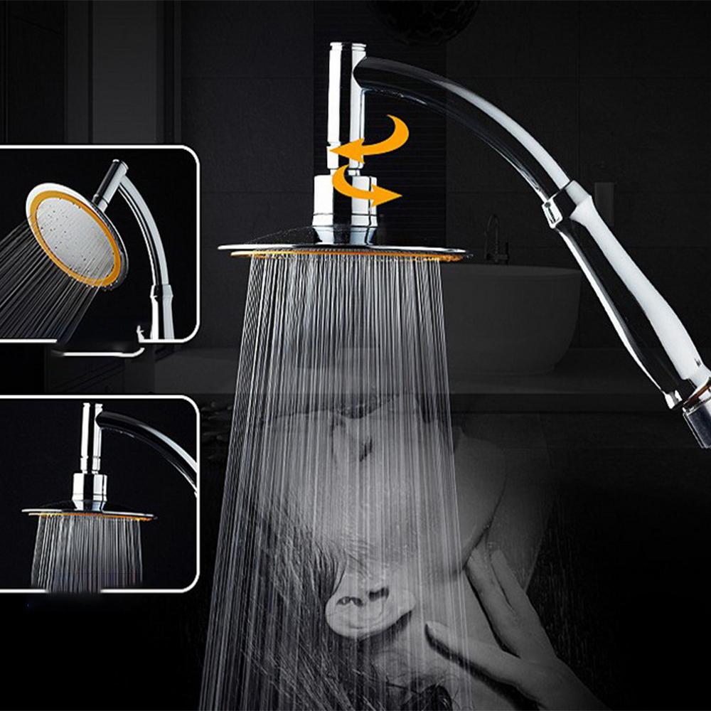 6 Inch 360 Rotating Large Shower Head Bathroom Stainless Steel Rain Spray Top Water-saving High Turbo Pressure Shower